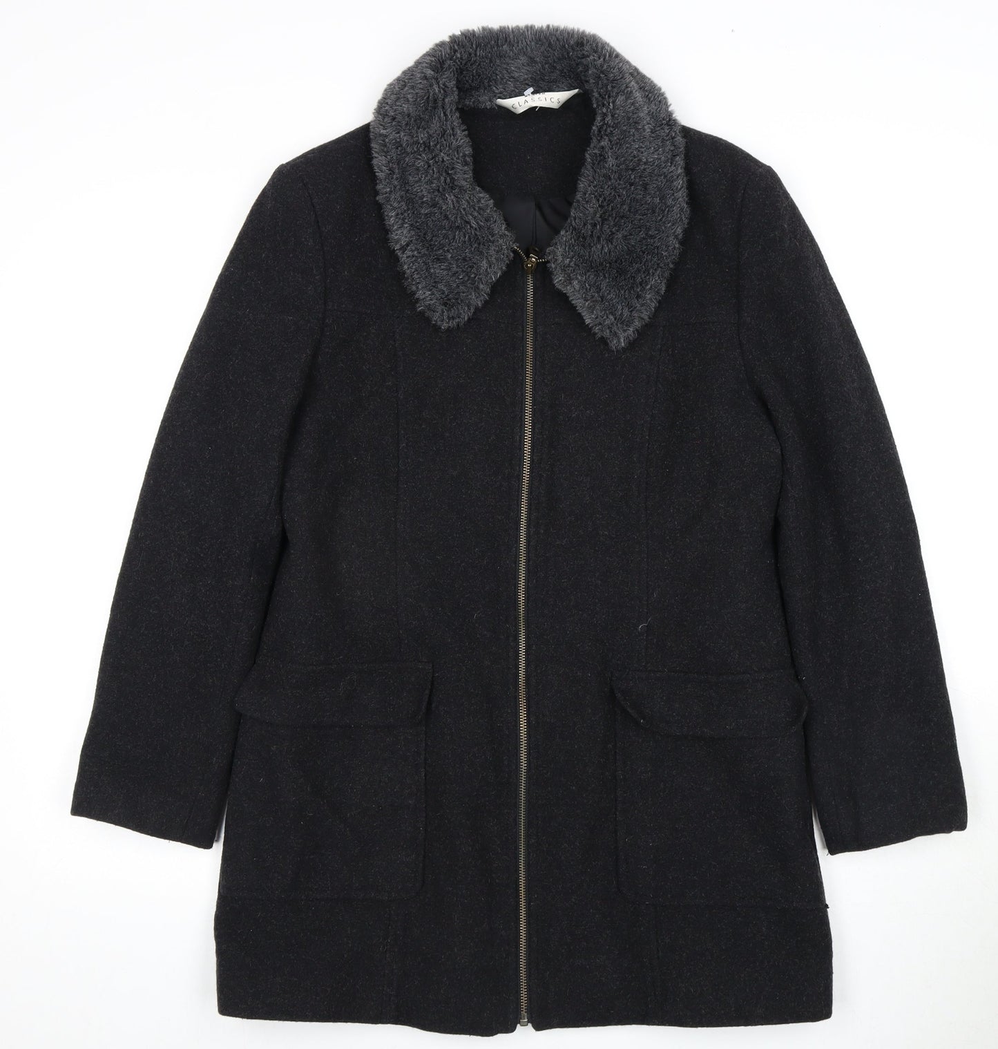Modern Classics Women's Black Wool Coat Size 12