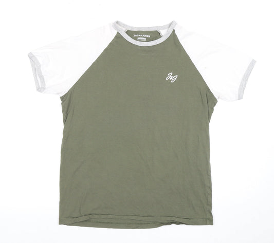 Jack & Jones Men's Green Crew Neck T-Shirt Size S