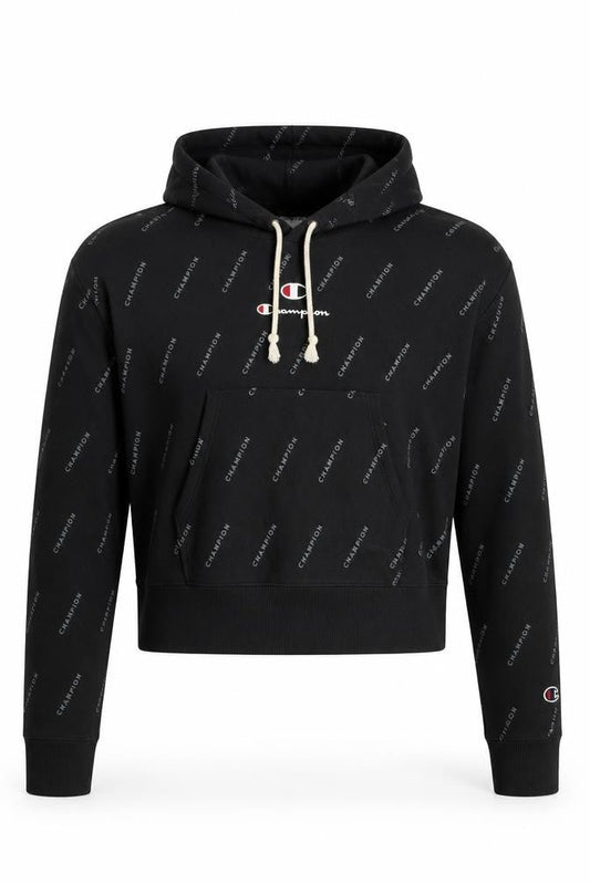 Womens UK S Regular Champion Black Pullover Hoodie