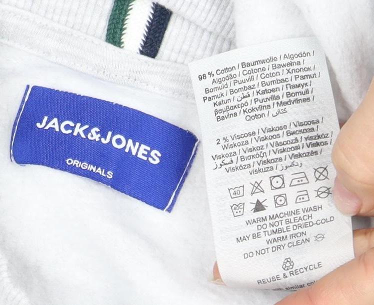 Jack & Jones Men's White S Sweatshirt Pullover Graphic