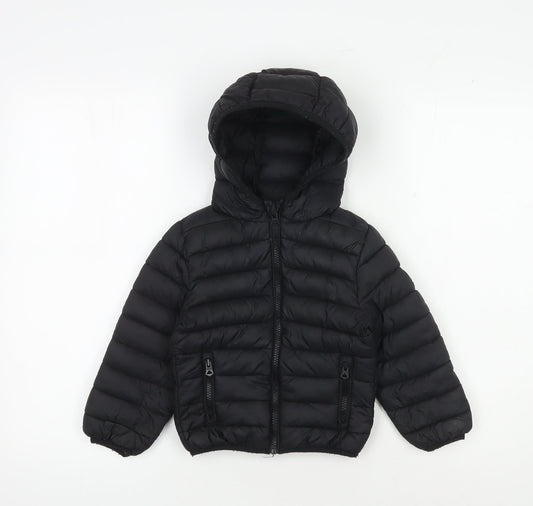 SoulCal & Co Black Boys Puffer Jacket 3-4 Years Hooded