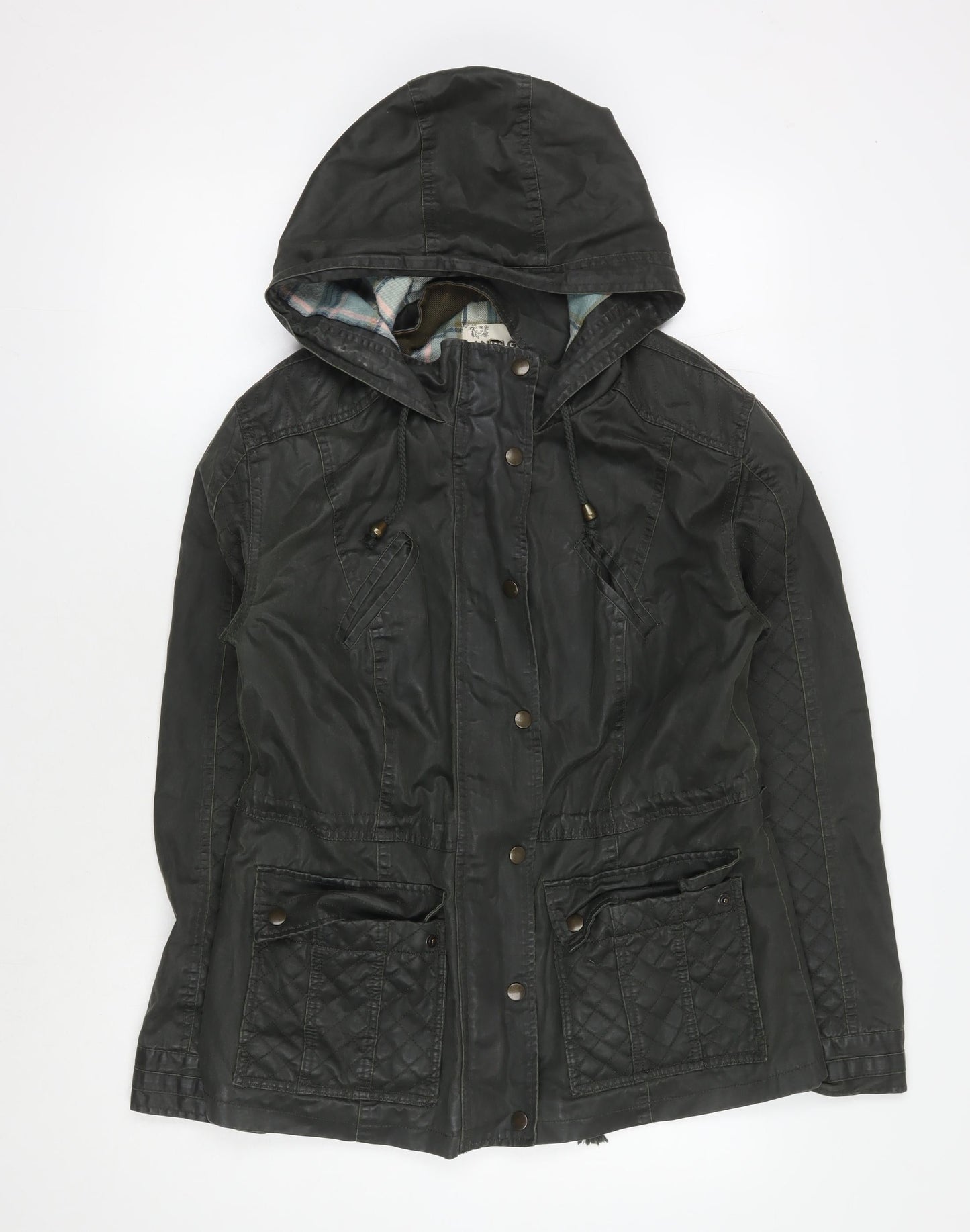 Marks and Spencer Women's Green Hooded Parka - Size 12