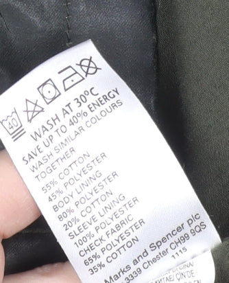 Marks and Spencer Women's Green Hooded Parka - Size 12