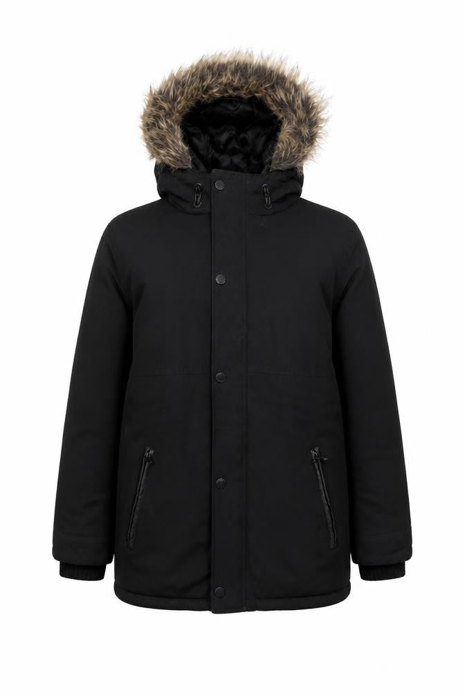 Firetrap Boys Black Hooded Parka Jacket, Size 11, Great Condition