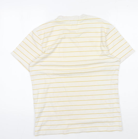 Jaeger Men's White Striped Short Sleeve T-Shirt S
