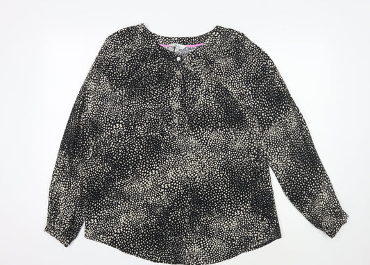 Joules Women's Black Animal Print Blouse Size 10