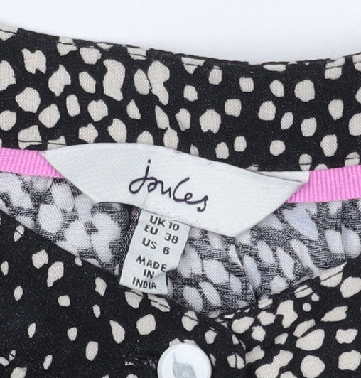Joules Women's Black Animal Print Blouse Size 10