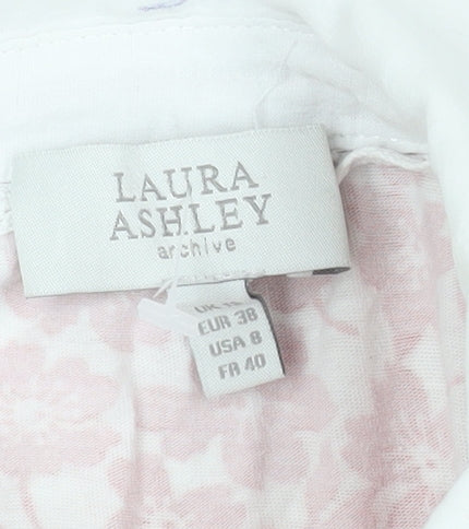 Laura Ashley Women's Red Floral Collared Blouse Size 10