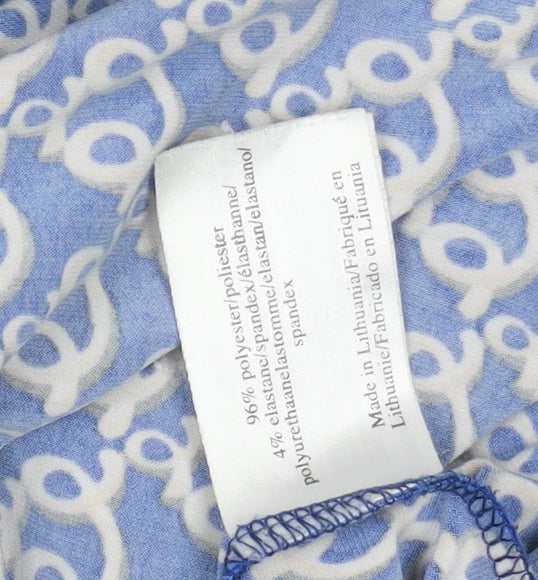 Laura Ashley Women's Blue Geometric Long Sleeve Dress
