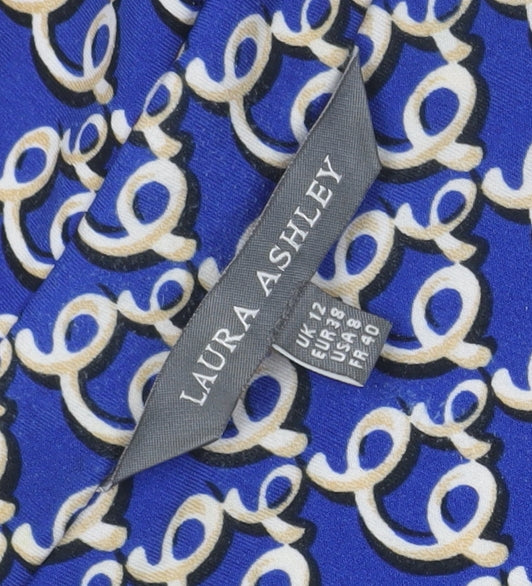 Laura Ashley Women's Blue Geometric Long Sleeve Dress