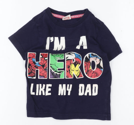 Marvel Boys Blue Superhero Graphic T-Shirt, Size 2-3 Years