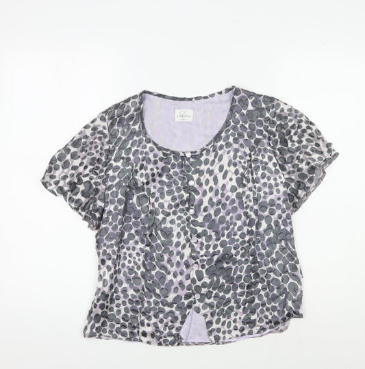 Eastex Grey Animal Print Blouse, Women's UK 10
