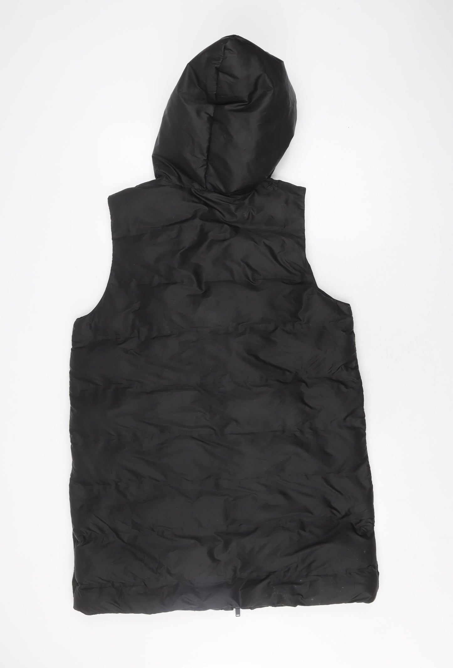Zara Women's Black Hooded Puffer Waistcoat L Casual