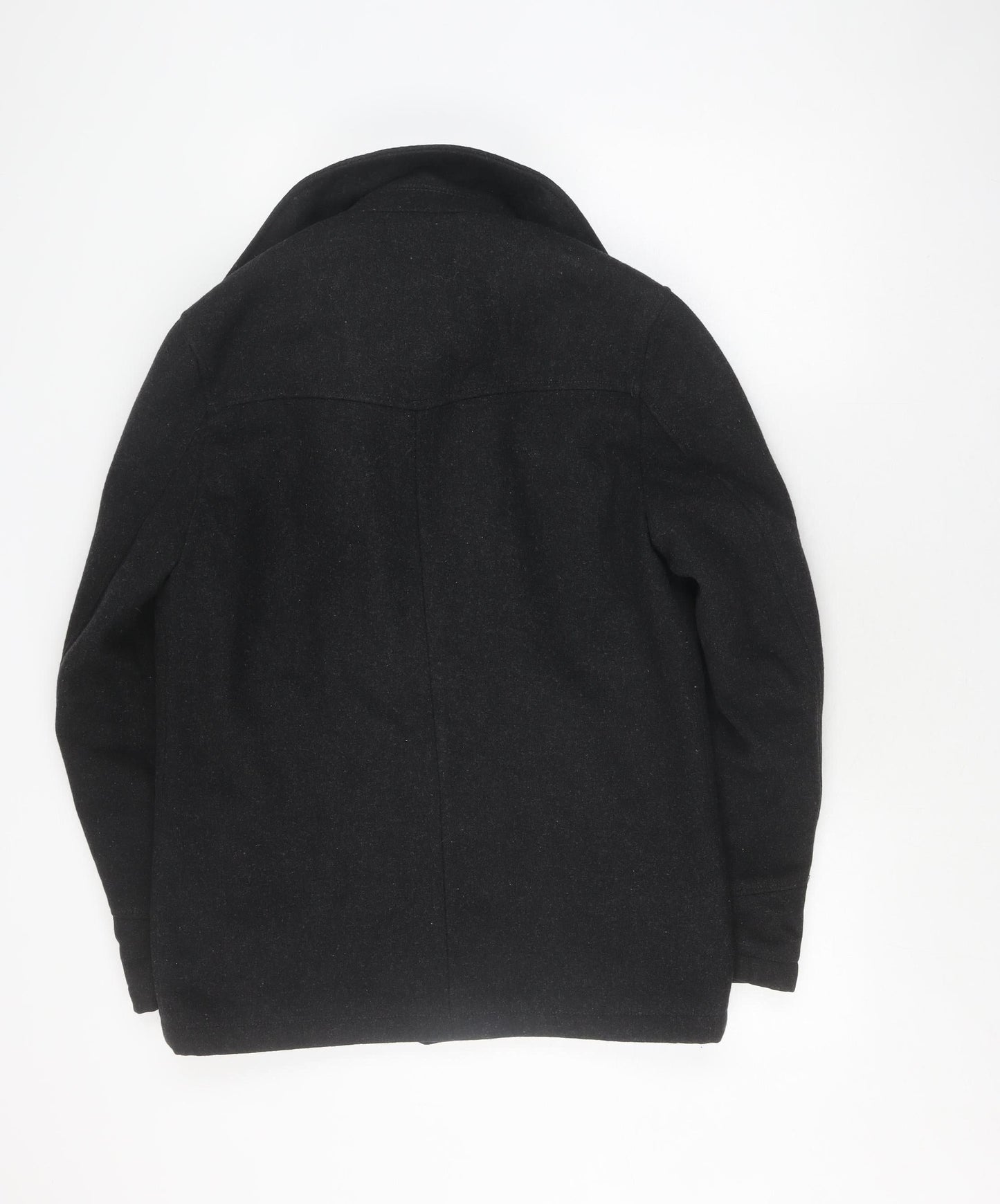 Jack & Jones Men's Black Wool Overcoat, Size S