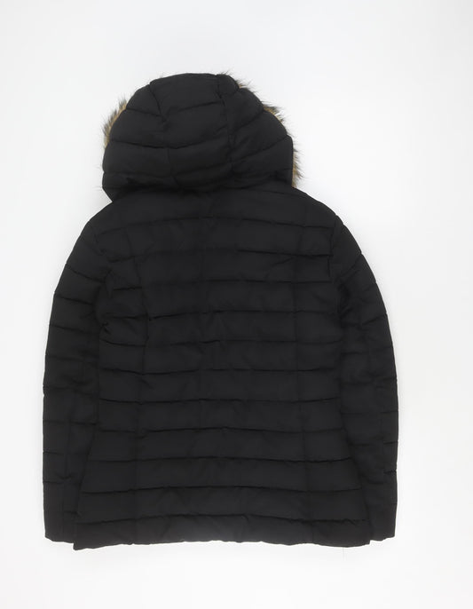 Golddigga Women's Black Puffer Jacket, Size 10, Winter Warmth