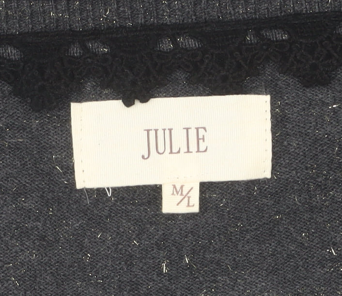 Julie Women's Black Cardigan M/L V-Neck Long Sleeve
