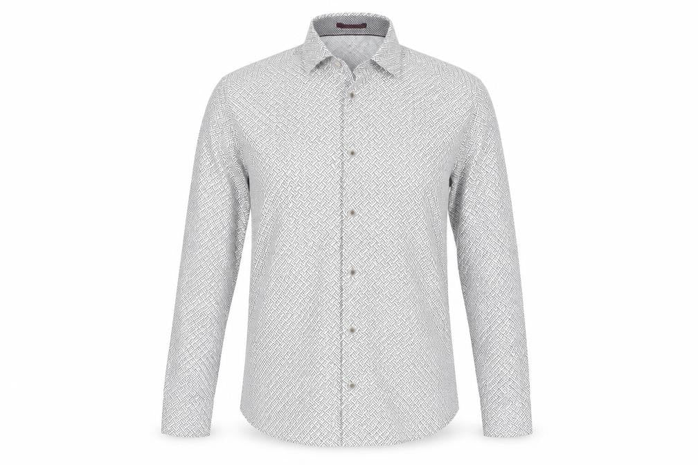Ted Baker Men's White Geometric Long Sleeve Shirt M