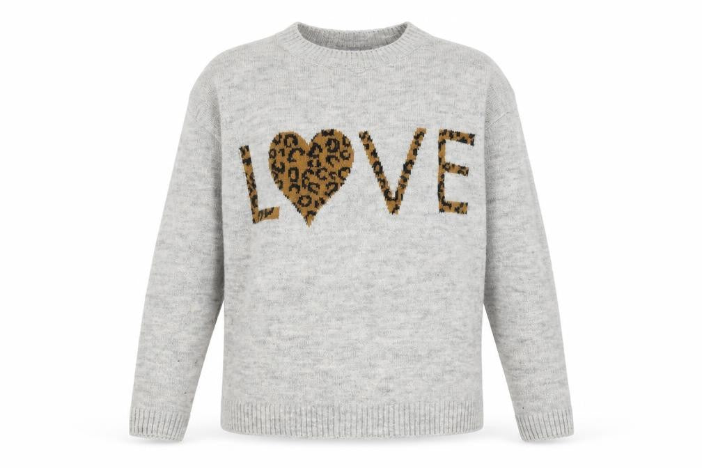 Next Women's Grey Pullover Jumper, Size 12, Crew Neck, Love Print