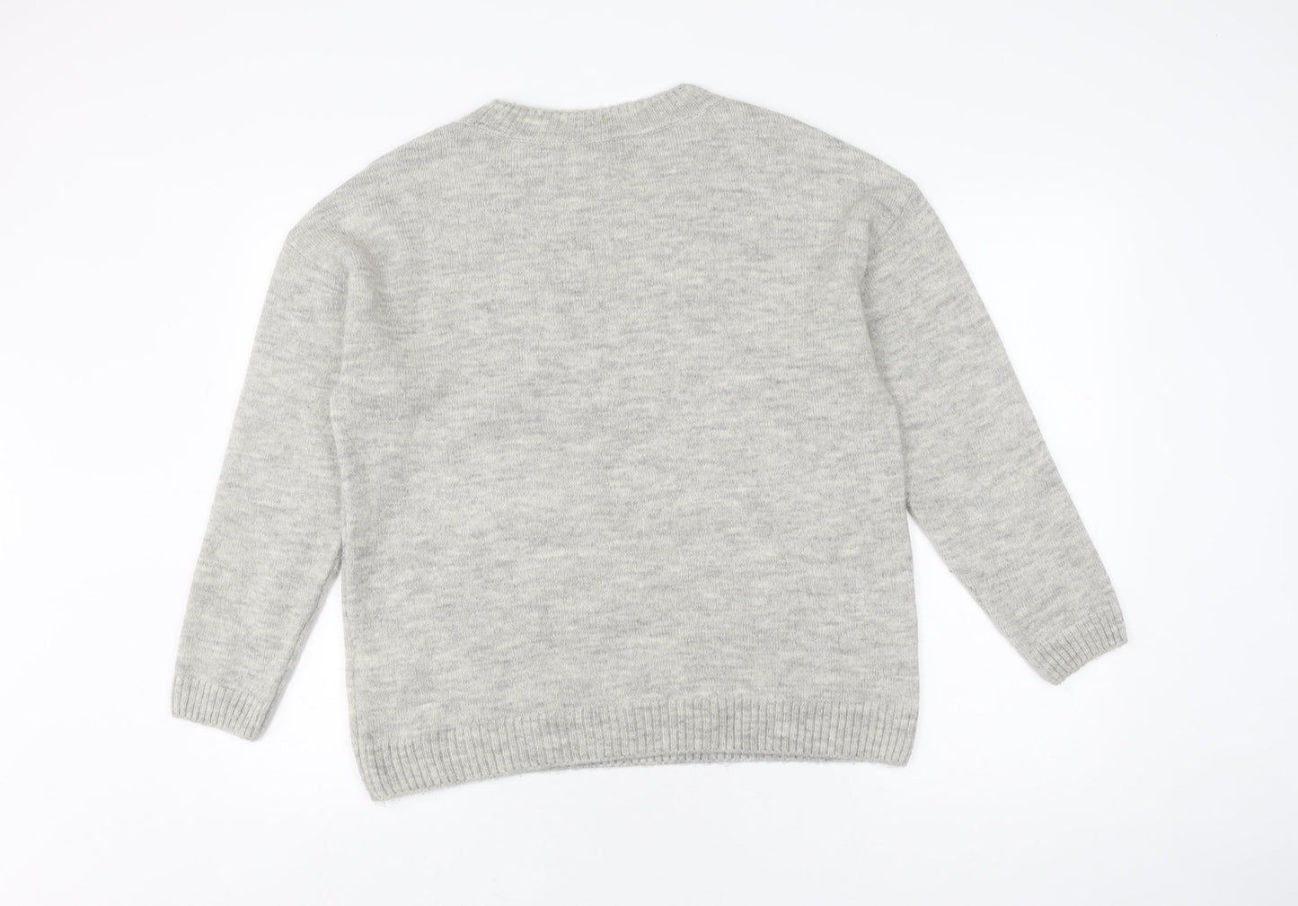 Next Women's Grey Pullover Jumper, Size 12, Crew Neck, Love Print