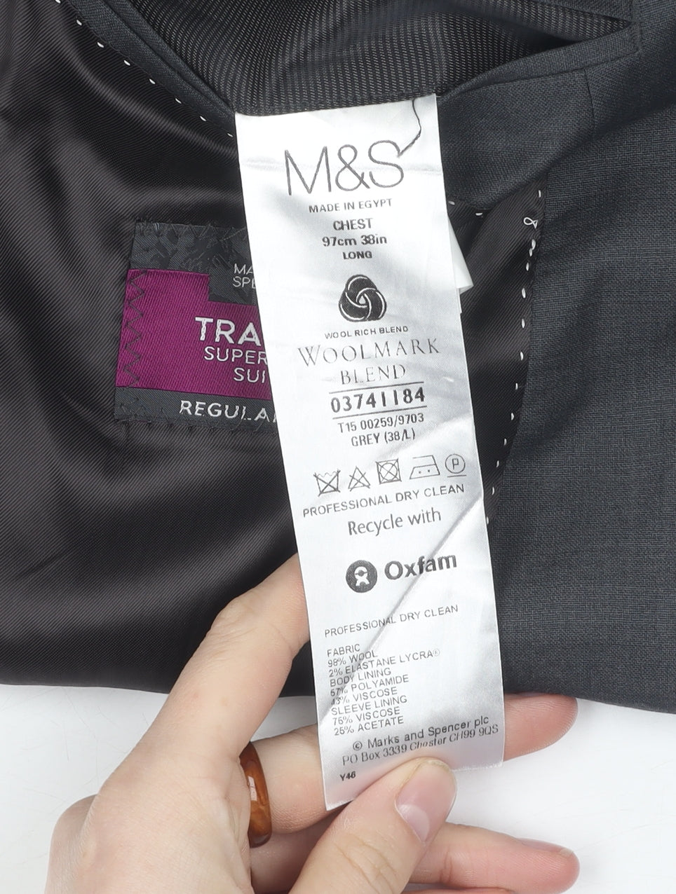 Marks and Spencer Men's Grey Suit Jacket 38L