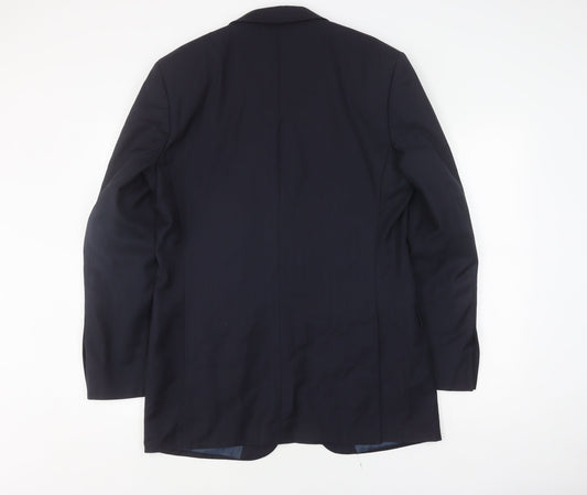 Marks and Spencer Men's Blue Wool Blazer, Size 40L, Classic Fit