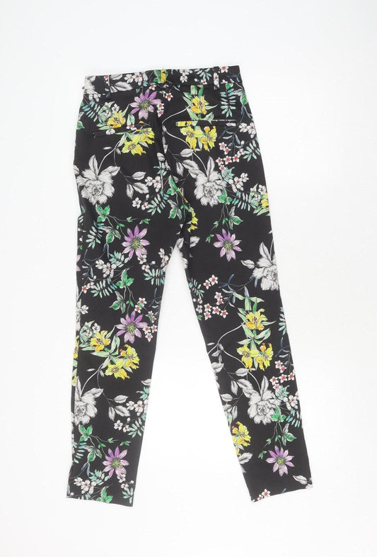 H&M Women's Black Floral Skinny Trousers - Size 8