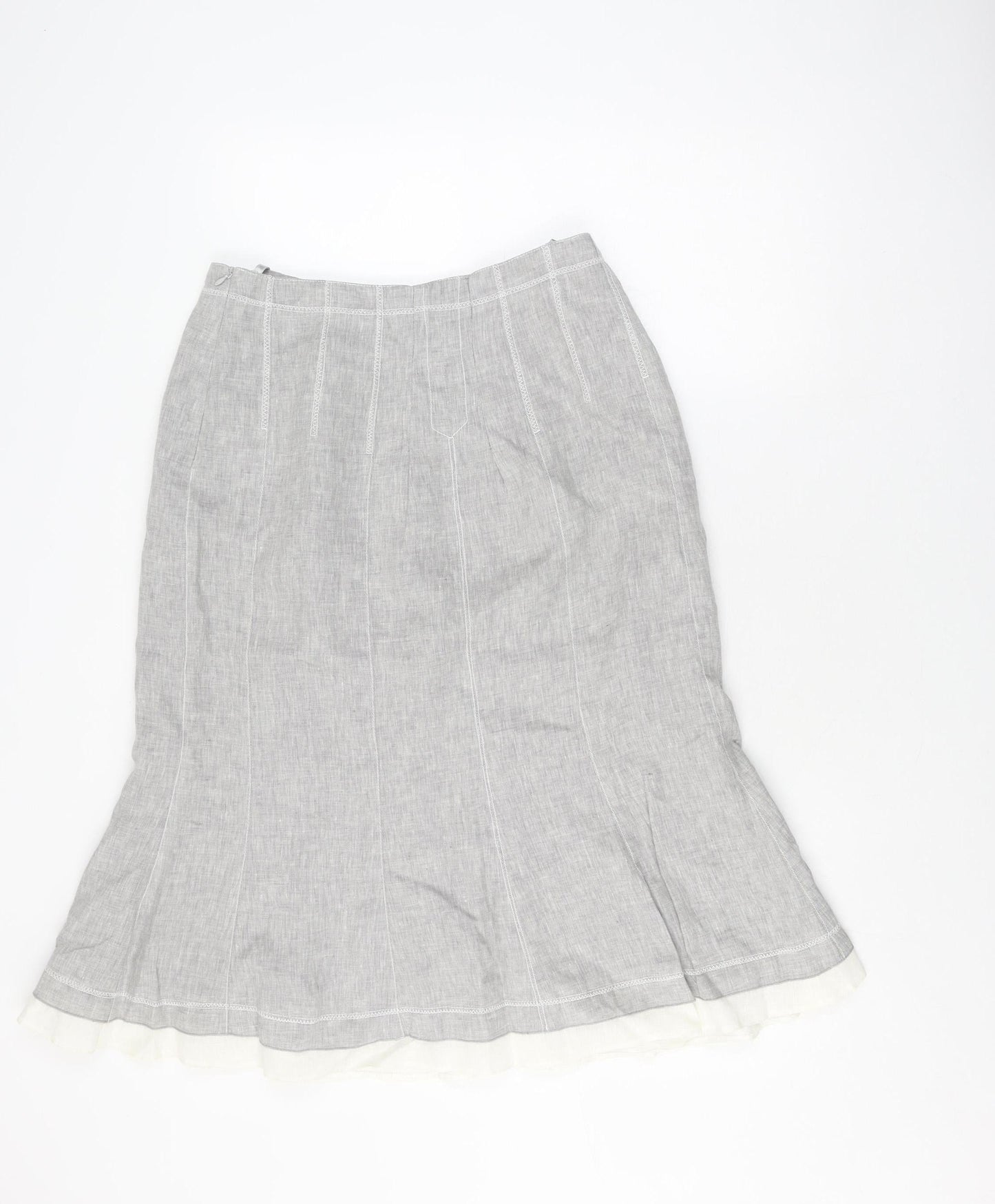 Etro Women's Grey A-Line Linen Skirt Size 16