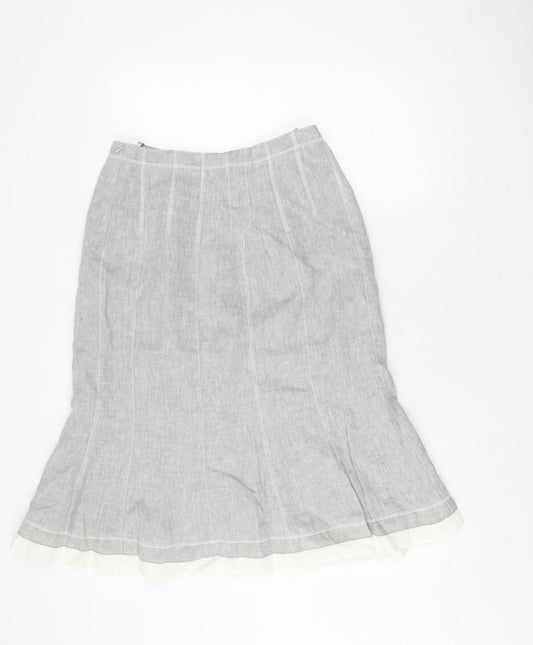 Etro Women's Grey A-Line Linen Skirt Size 16