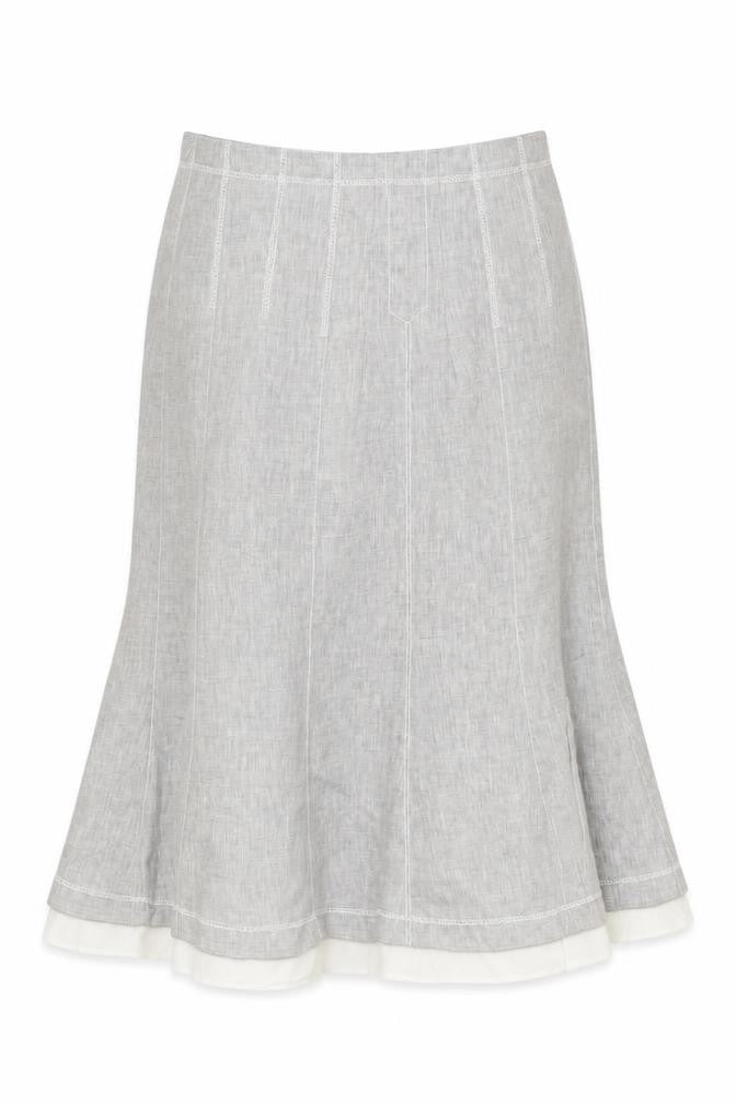 Etro Women's Grey A-Line Linen Skirt Size 16