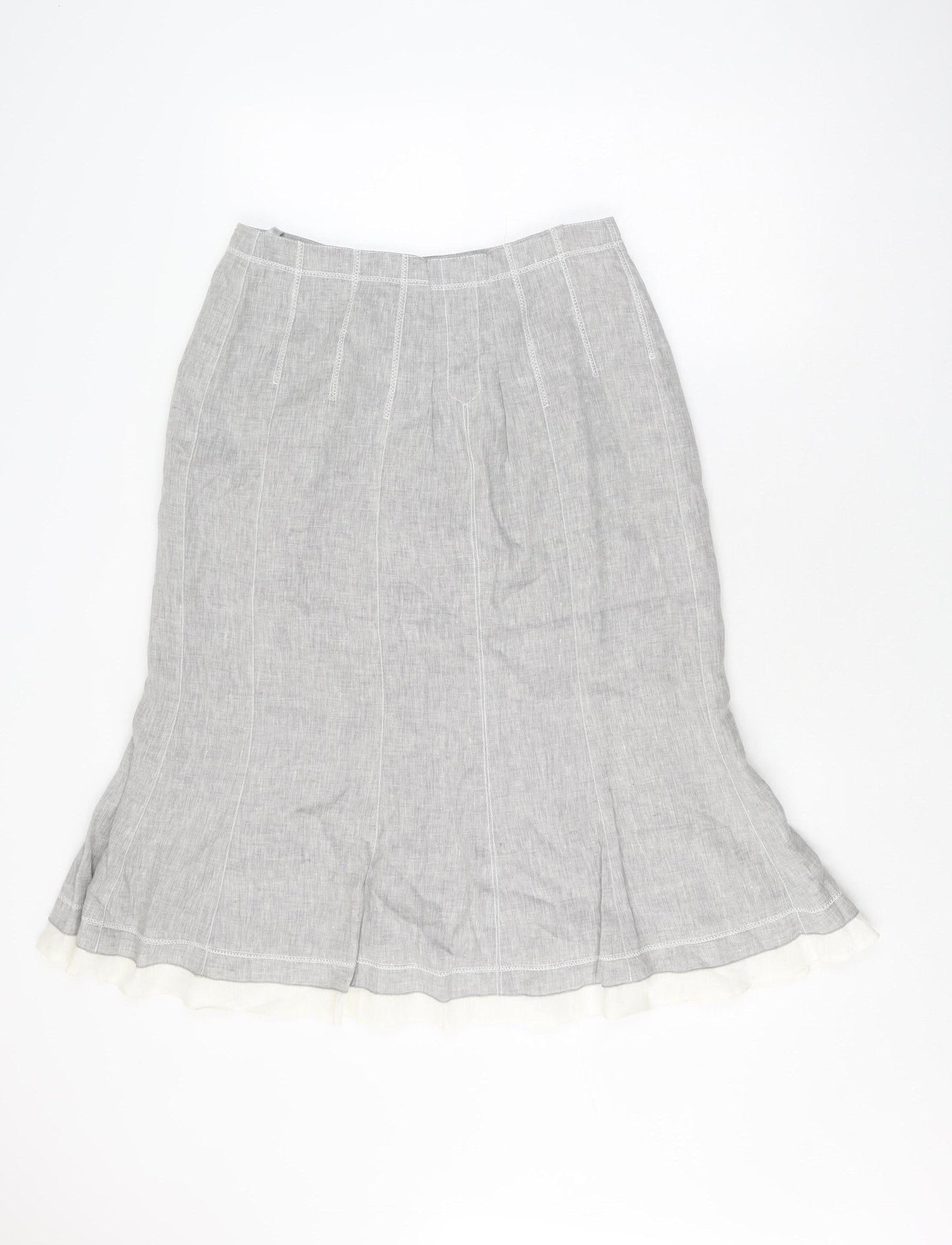 Etro Women's Grey A-Line Linen Skirt Size 16