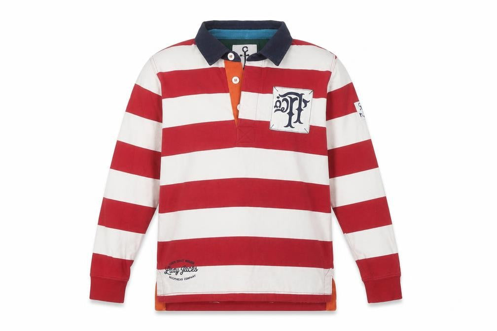 Lazy Jacks Boys Red Striped Long Sleeve Pullover 7-8 Y Casual