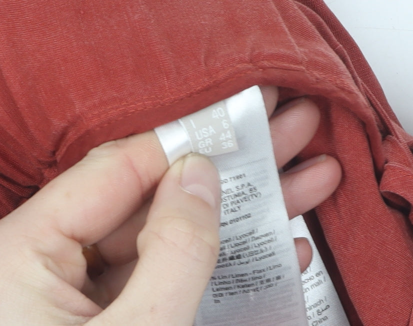Stefanel Women's Red Linen Jogger Trousers Size 12