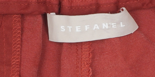 Stefanel Women's Red Linen Jogger Trousers Size 12