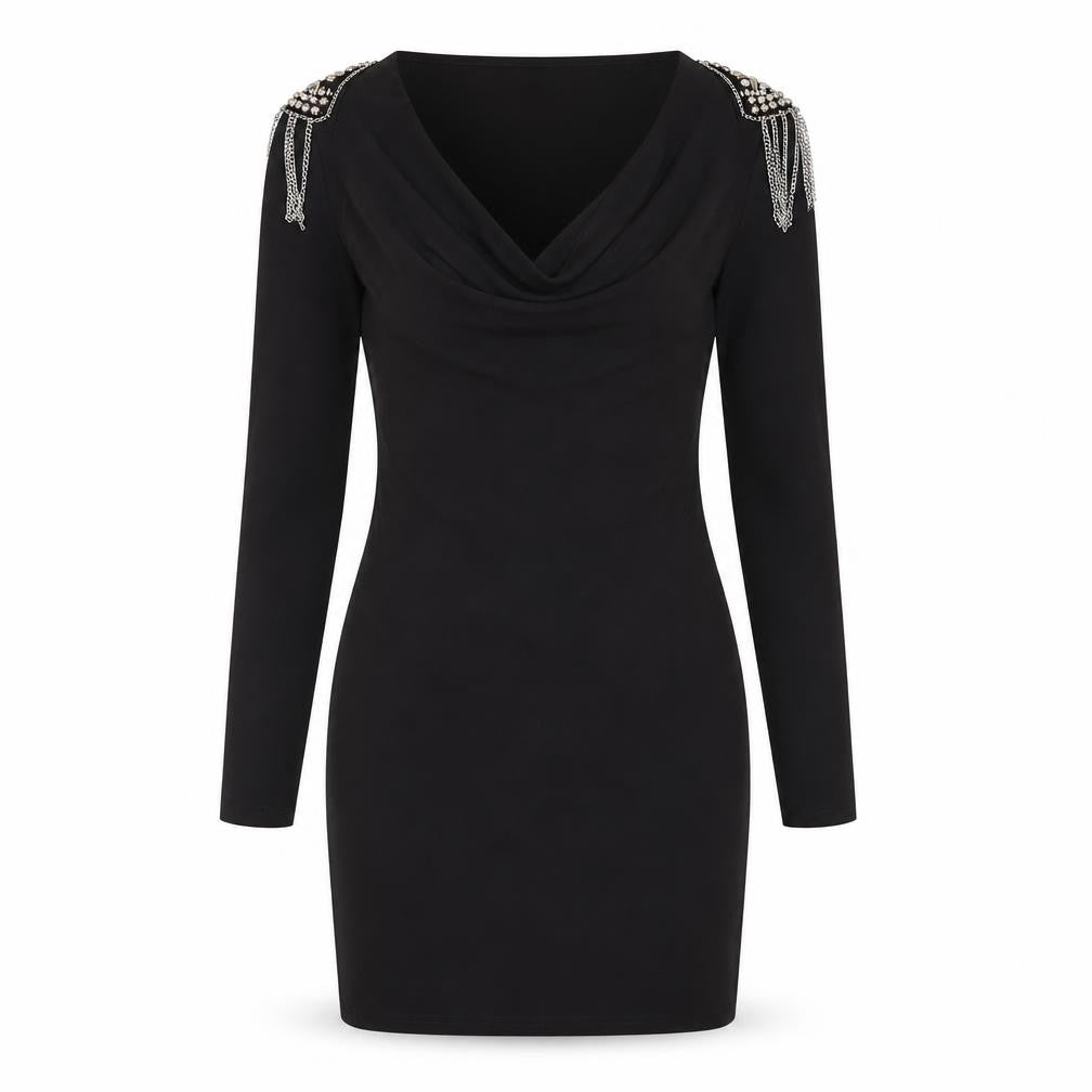 Club L Women's Black Bodycon Dress S Beaded Party