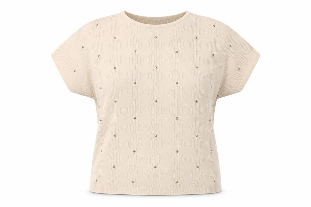 Kiss Collection Women Beige Studded Knit T-Shirt XL