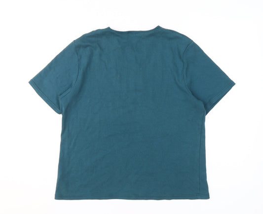Eastex Women’s Embroidered Blue Cotton T-Shirt Size 16