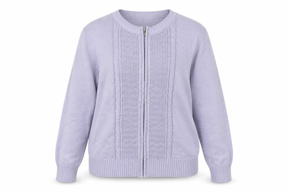 Damart Women's Purple Full Zip Knit Jumper Size 16