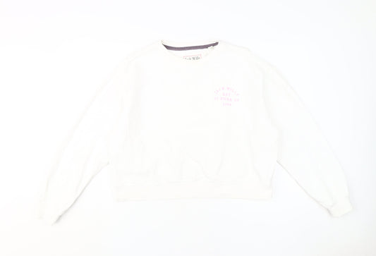 Jack Wills Women's White Crew Neck Sweatshirt Size 12