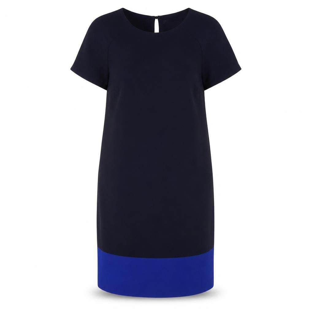 Front view of Marks & Spencer Navy Colourblock Shift Dress, size 12