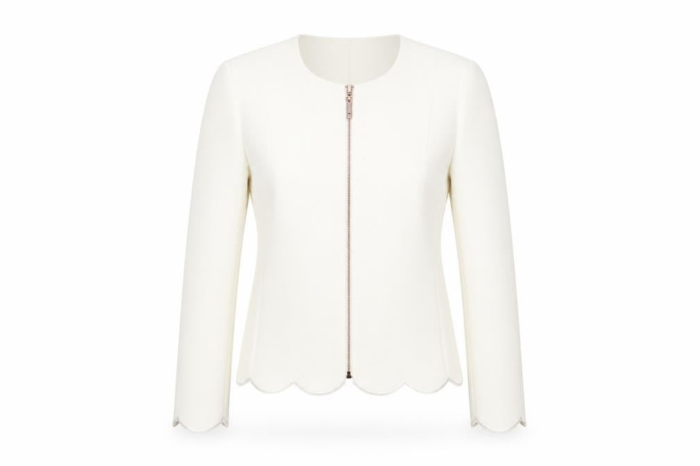 Womens UK Size 6 Slim Ted Baker Ivory Polyester Blend Jacket
