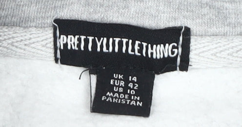 PrettyLittleThing Women's Grey Full Zip Sweatshirt Size 14