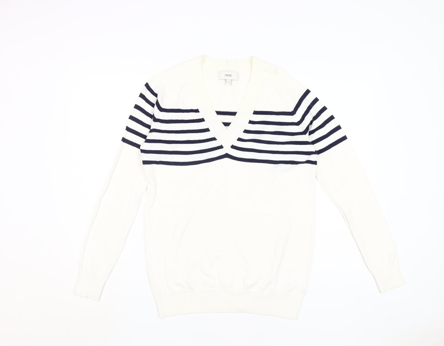 Next Women's White Striped Pullover Jumper Size 12