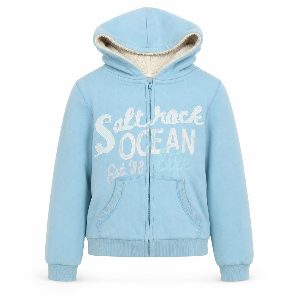 Saltrock Girls Blue Full Zip Hoodie, Size 7, Logo Accents