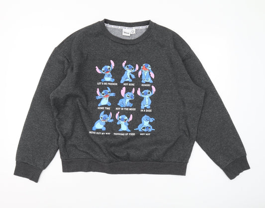 Disney Women’s Grey Stitch Sweatshirt M Pullover