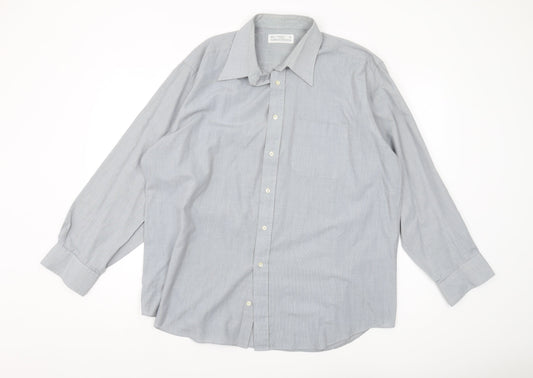 Marks and Spencer Men's Grey Check Shirt 17.5 Regular