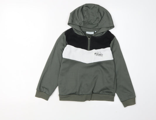 McKenzie Boys Green Colourblock Hoodie 6-7Y 1/4 Zip Casual