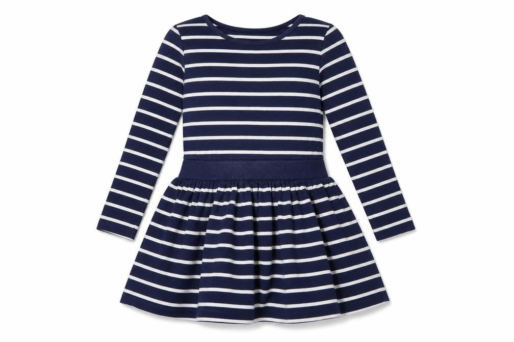 John Lewis Girls Blue Striped Skater Dress, 3 Years