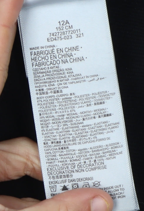 Levi's Boys Black Pullover Hoodie, Size 12, Logo Design