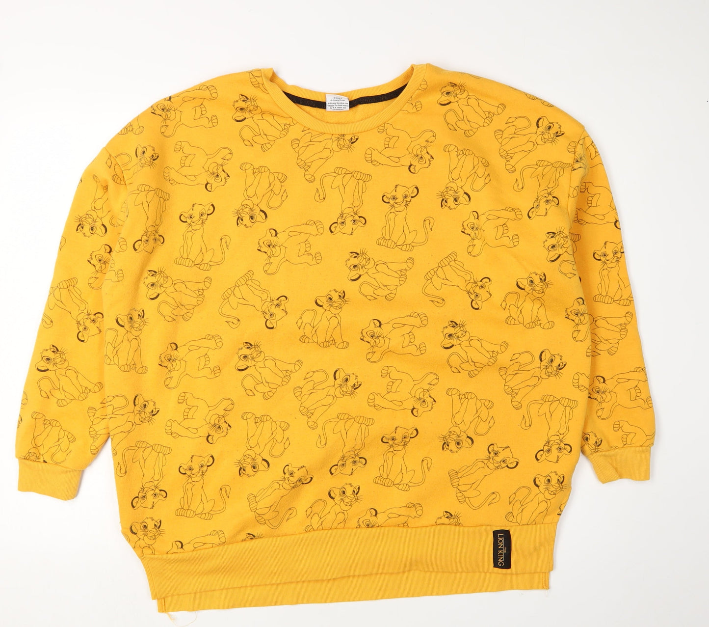 Disney Women's Yellow Animal Print Pullover Sweatshirt L
