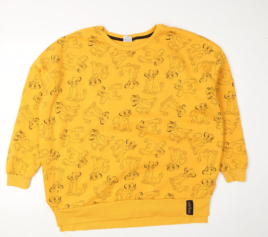 Disney Women's Yellow Animal Print Pullover Sweatshirt L